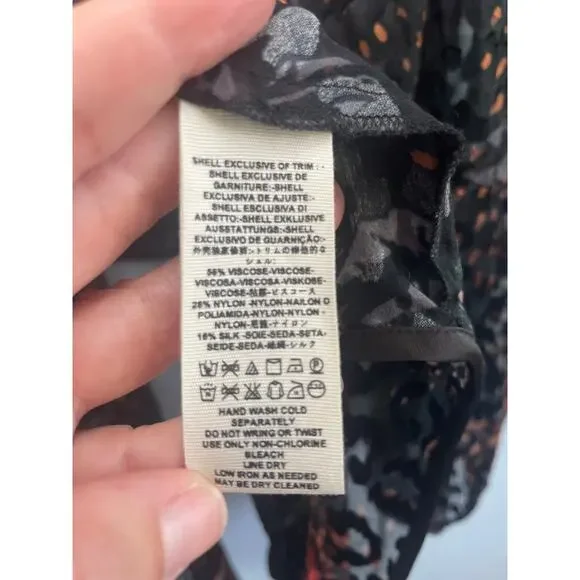 Free People Velvet Kimono Shawl – Sheer Floral, Tassels, Size Small - Picture 6 of 7